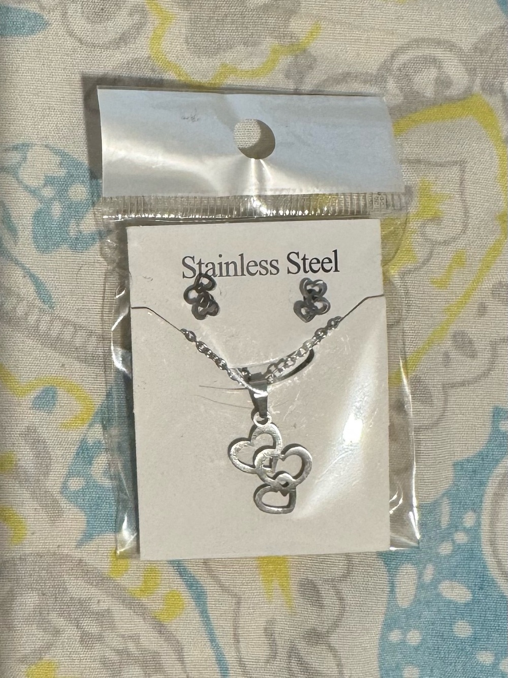 Silver Heart Pendant Necklace & Earring Set